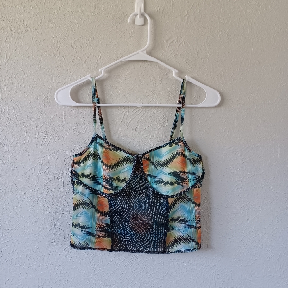 Forever 21 Mesh Sheer Cropped Cami Tank Top
